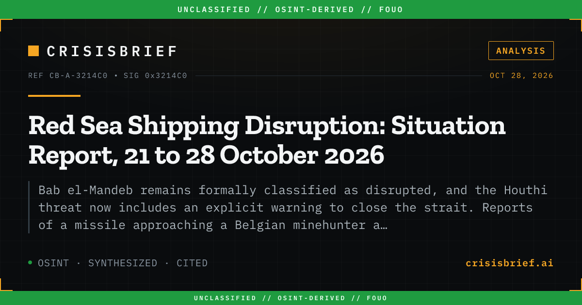 Red Sea Shipping Disruption: Situation Report, 21 to 28 October 2026 ...